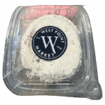 WPM Cheese Spreads in a clear plastic container, labeled West Point Market est. 1936 with a large W logo on top.